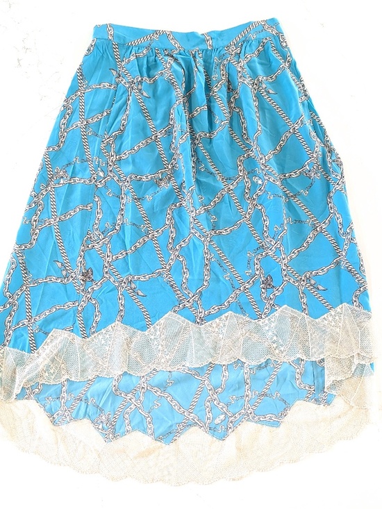 Zadig & Voltaire Dresses & Skirts - ZADIG & VOLTAIRE Joslin Silk Skirt Teal Chain Print Size L IT 42 NWT Lace Midi